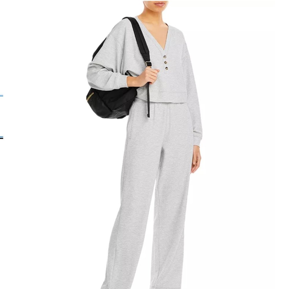 Alo Yoga Micro Waffle Cropped Sweatshirt and Sweatpants